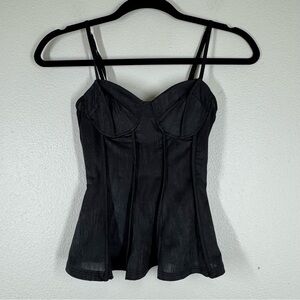 H&M Black Bustier Corset Cami Tank Top Cinched Waist Dark Romantic Vamp Goth XS